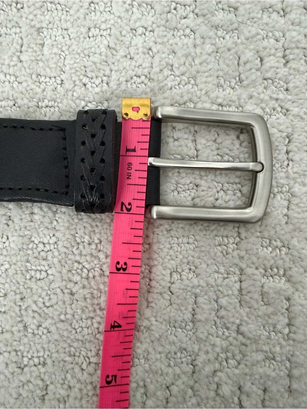 Brooks Brothers Black Leather Braided Belt Classic Silver Buckle size Medium